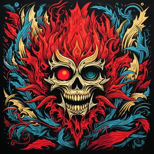 skull  red  flames  neon  graphic  bold  dynamic  tattoo  abstract  art 1078882