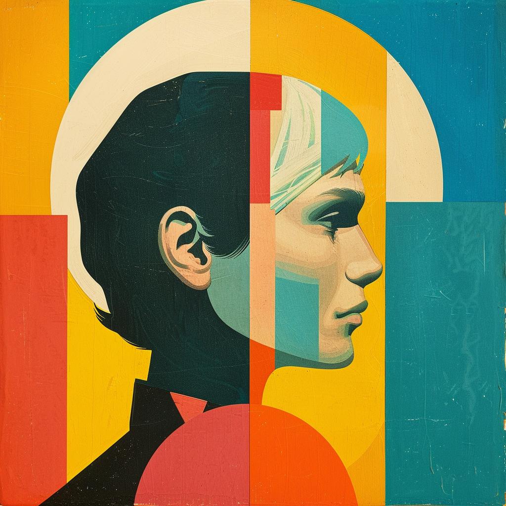 colorful  painting  woman  face  Mid-Century  modern  abstract  album  art  stylized 964197