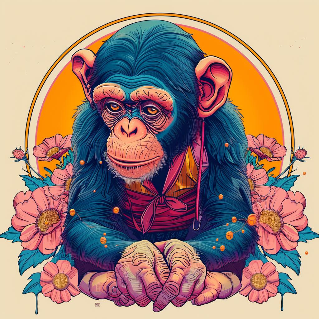 monkey  flowers  background  naturalistic  spiritual  dark  art  whimsical  colorful  playful 924406