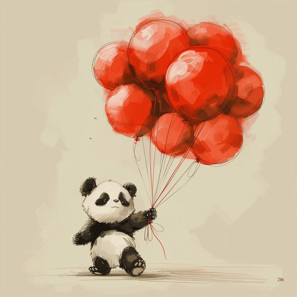 panda  balloons  cute  adorable  kawaii  strings  sheepish  floating  air  playful 923629