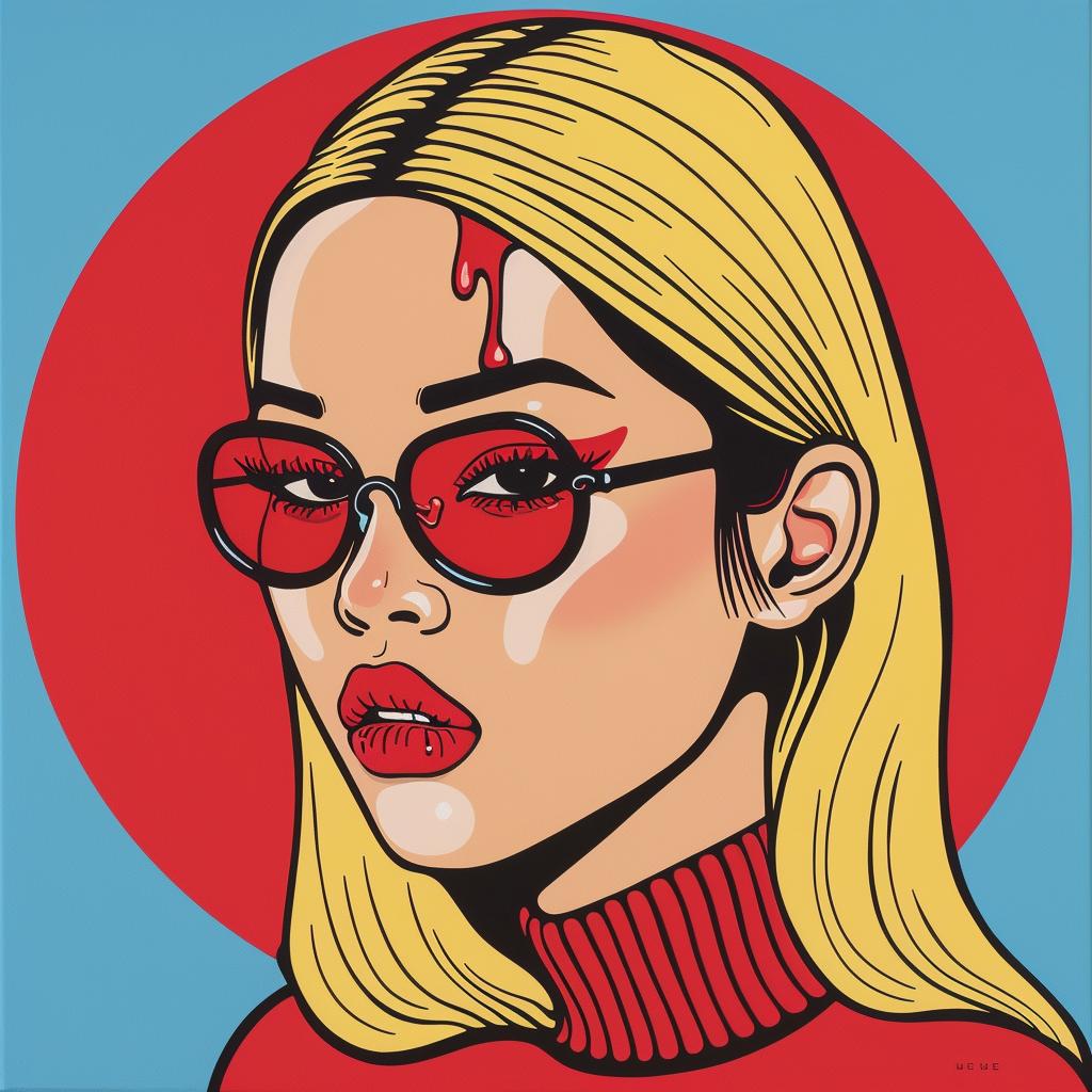 surreal  blonde  woman  dripping  makeup  red  glasses  pop  art  stylized 1024896