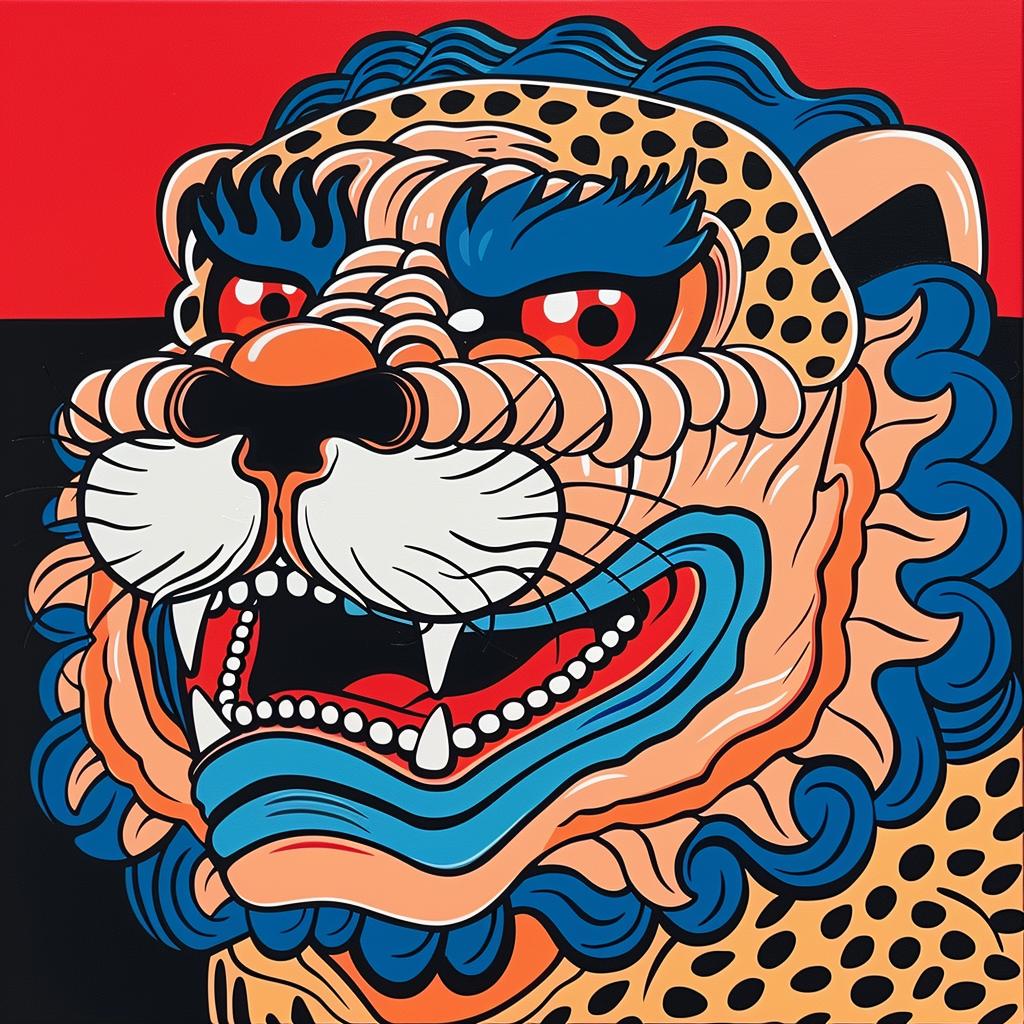 leopard  blue  orange  colors  painting  Japanese  wildlife  exotic  vibrant  artistic 973662