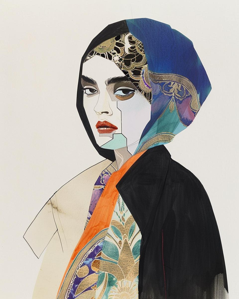 fashion  illustration  watercolor  highfashion  surrealism  colorful  female  scarf  stylized  elegant 953664
