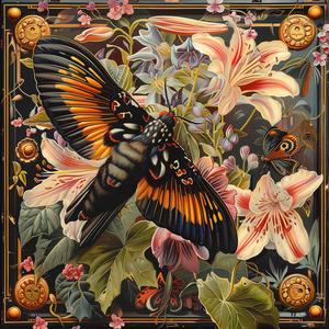 butterfly  flowers  chromolithography  nature  vibrant  colorful  art  realistic  insect  flora 1037834