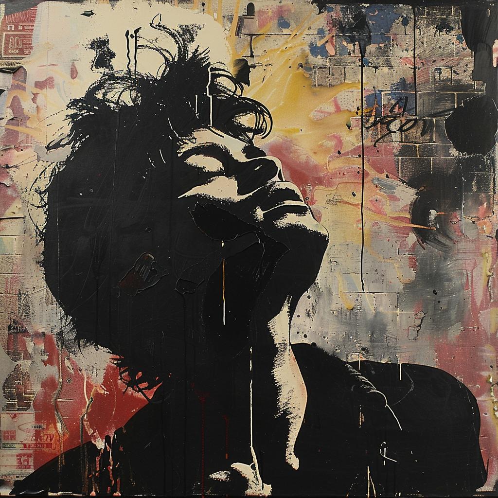 surreal  hyper-realistic  screenprinting  encaustic  man  profile  floating  artistic  vivid  bold 960018