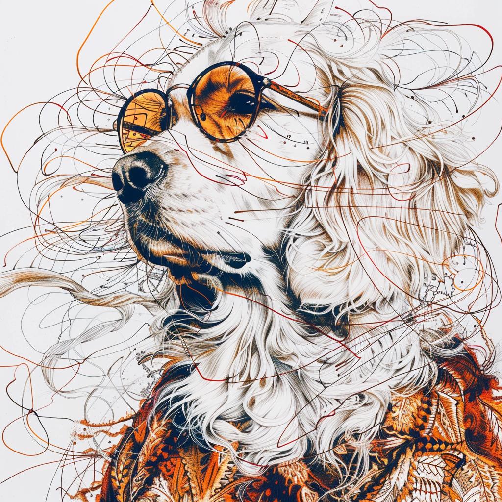 golden  retriever  cool  glasses  drawing  stylized  pet  illustration  canine  fashion 953420