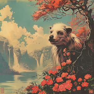 bear  waterfall  painting  wildlife  nature  vibrant  artistic  colorful  landscape  illustration 1049372
