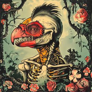 skeleton  bird  forest  flowers  chromolithography  nature  wildlife  macabre  artistic  detailed 1047956