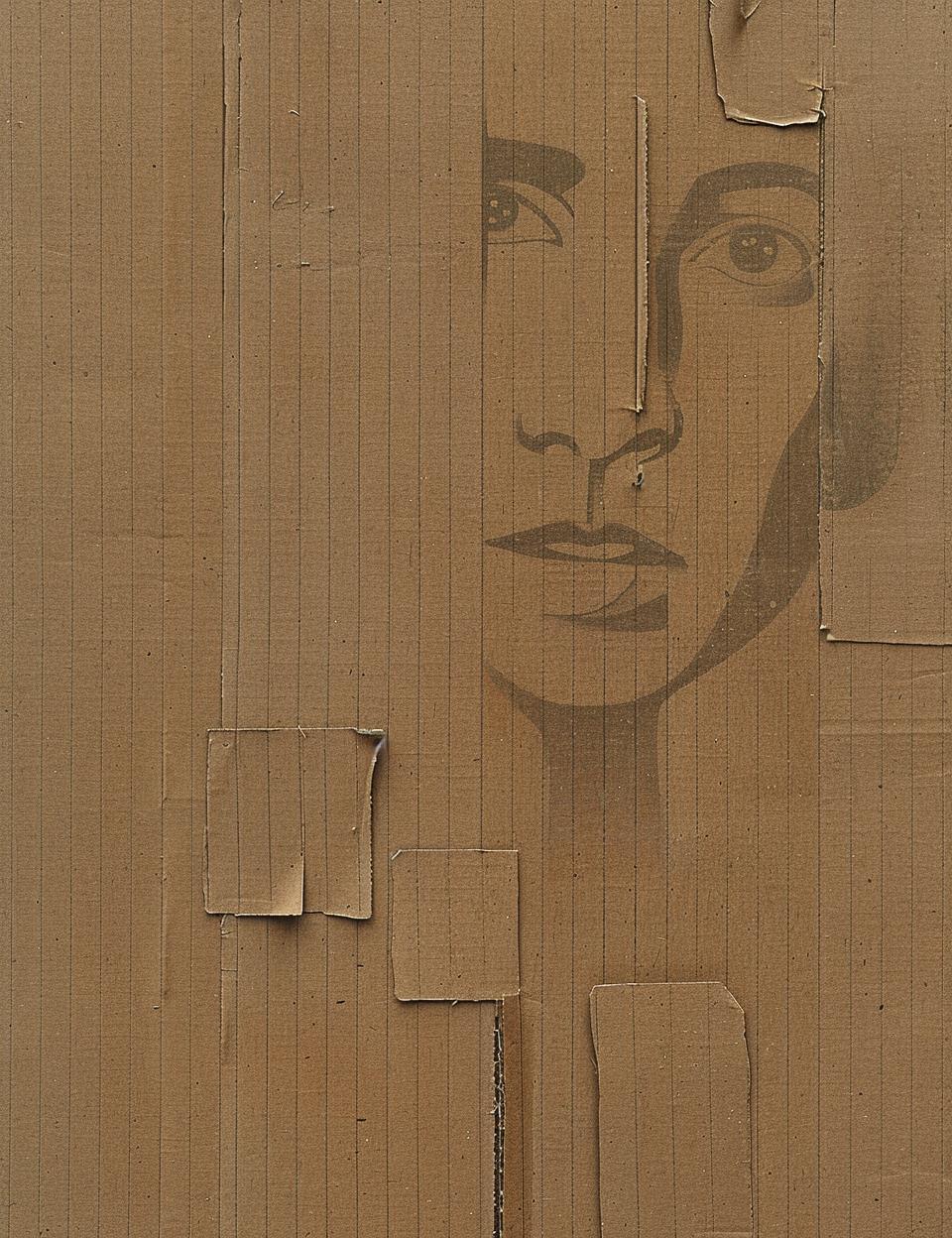 رسم وجه على صندوق من الورق المقوى، عمل فني، توضيح، مفهوم، تفصيل، تصميم، كائن رقم 951554