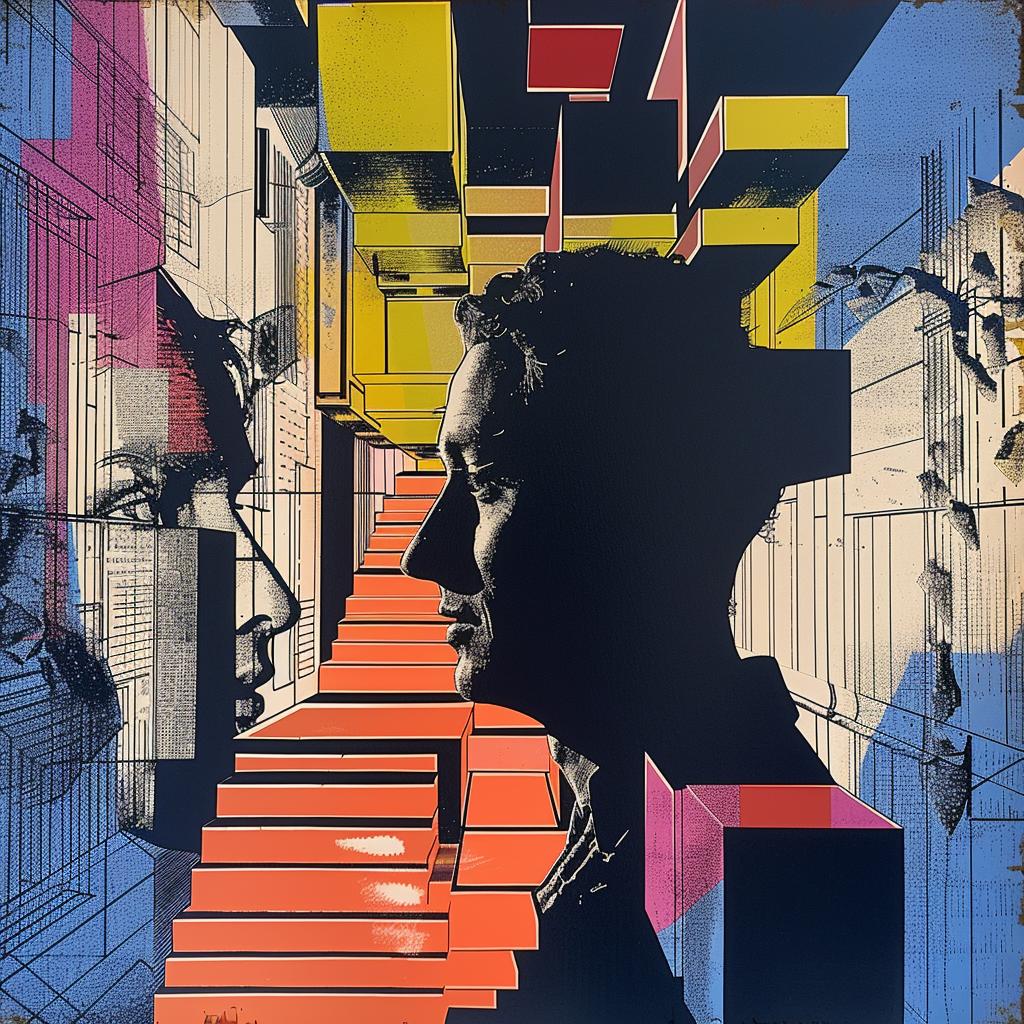 man  woman  building  painting  urban  composition  visual  art  motif  style 1020873