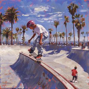 skateboarder  Venice  ramp  action  dynamic  street  urban  lifestyle  sports  painting 1079894