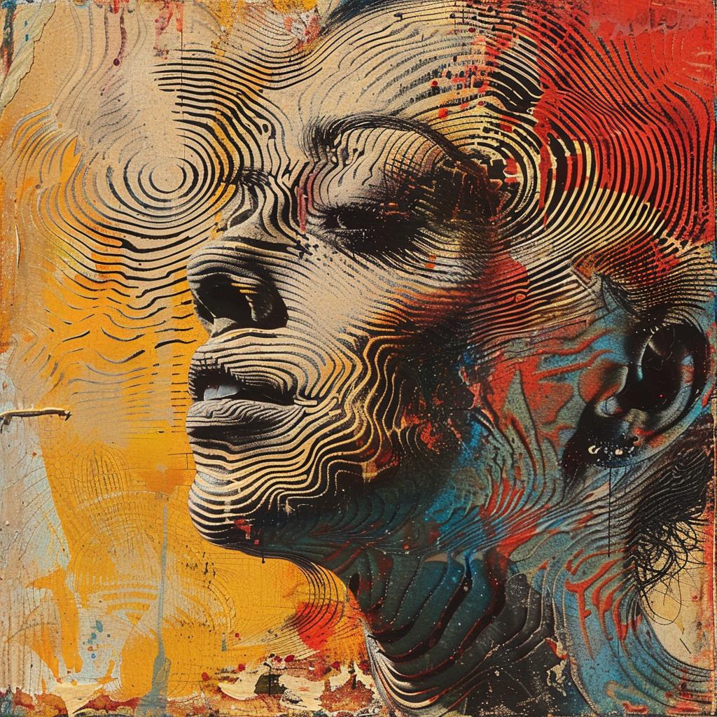 surreal  hyper-realistic  screenprinting  encaustic  swirl  woman  Zio  Ziegler  album  cover 960008