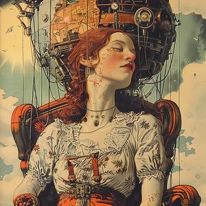 woman  clock  chair  painting  chromolithography  portrait  still life  timeless  elegance  art 1040261