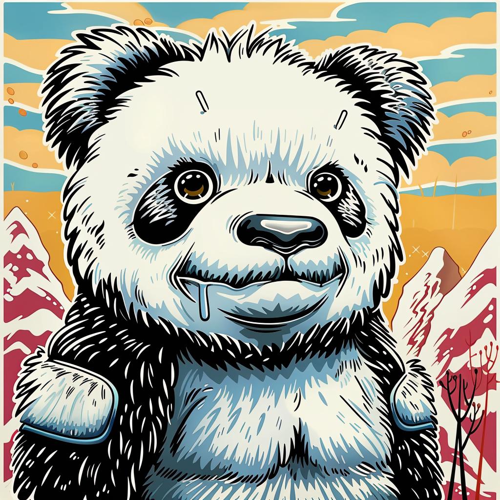 panda  bear  mountain  background  cartoon  character  artistic  nature  green  playful 1032984