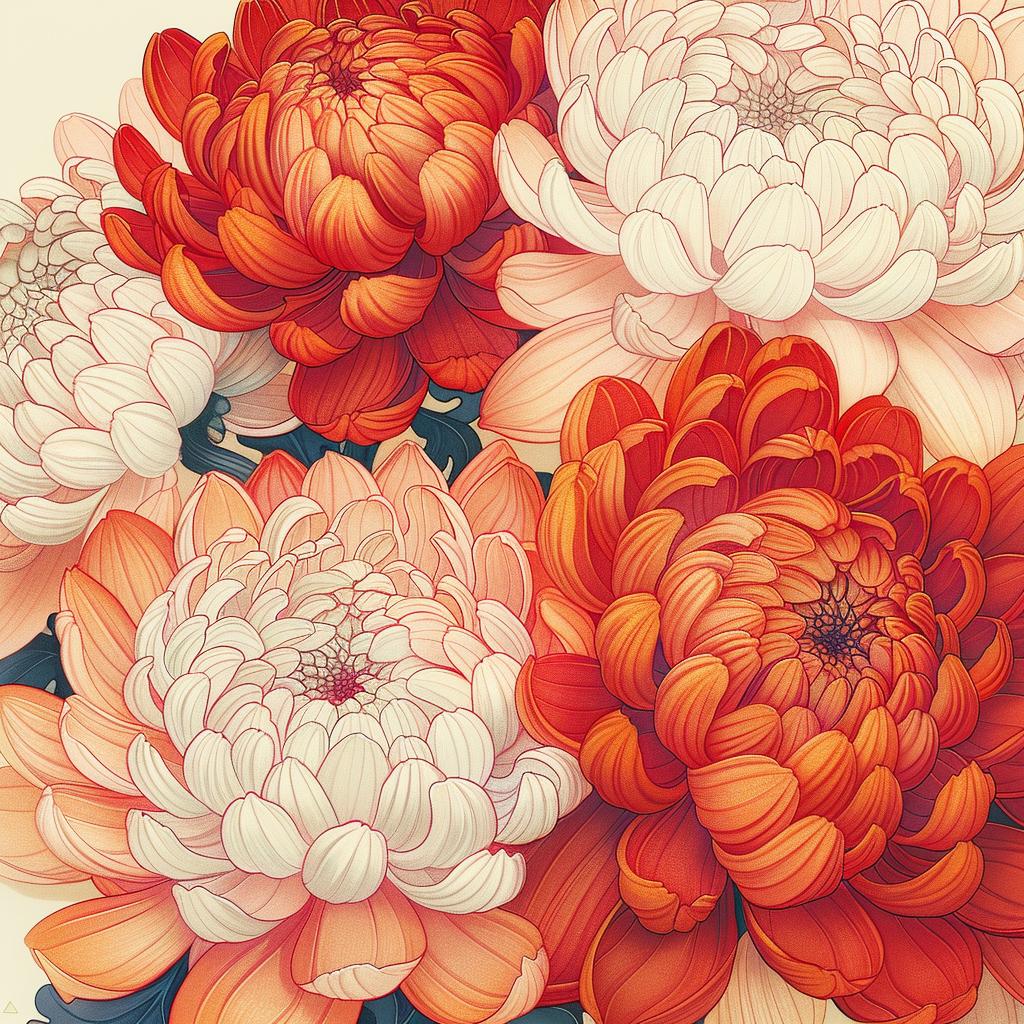flowers  illustration  red  orange  botanical  nature  art  colorful  detailed  design 971776