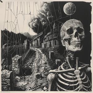 skeleton  house  drawing  horror  graphic  art  black  white  stylized  background 1061552