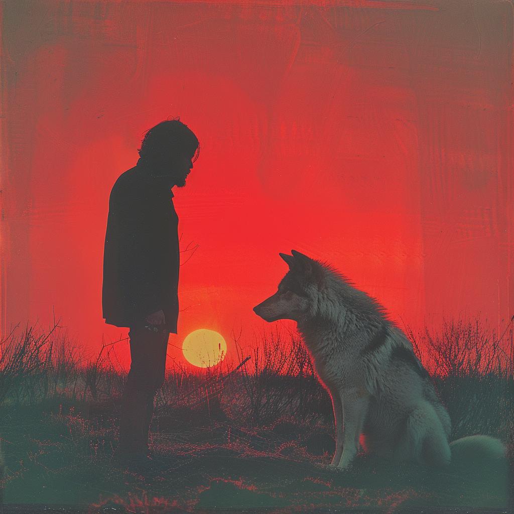 album  art  wolf  sunset  photography  surreal  glow  volumetric  colors  horror 1032106