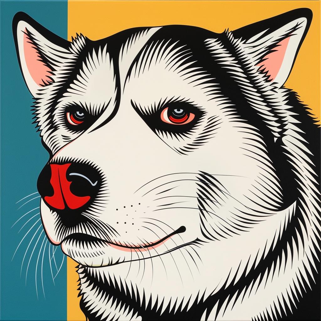 husky  dog  painting  yellow  blue  background  portrait  pet  animal  cute 973397