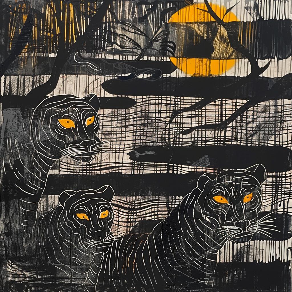 tigers  forest  nature  wildlife  painting  vibrant  colorful  dynamic  animals  realism 936376