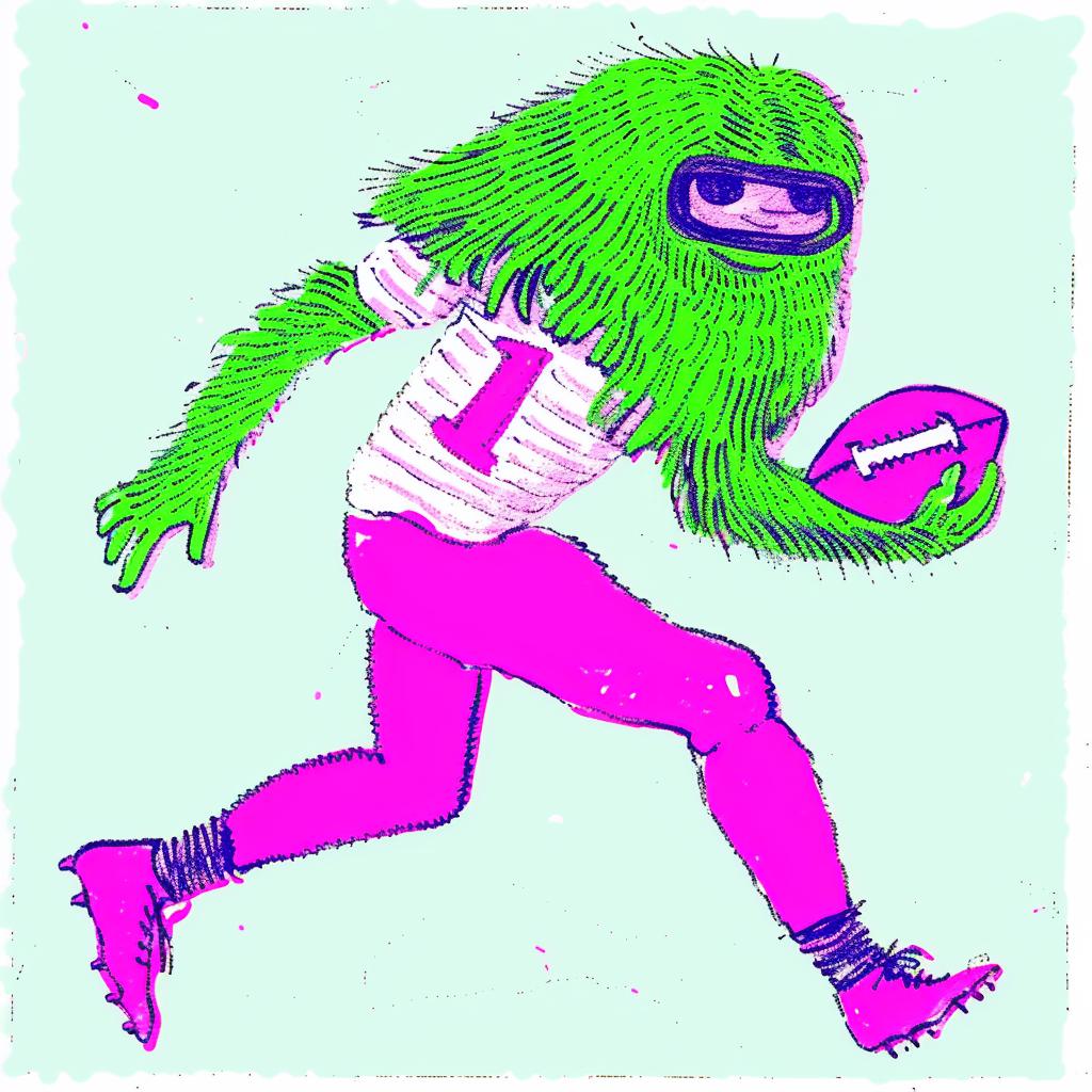 football  player  dynamic  running  cartoon  character  green  pink  animated  sport 940348