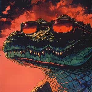 animation  VHS  crocodile  sunglasses  poster  retro  cartoon  vintage  character  playful 1075395