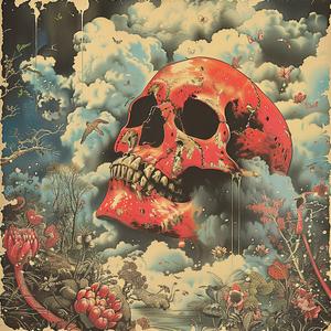 skull  flowers  clouds  chromolithography  painting  artwork  illustration  colorful  gothic  nature 1051091