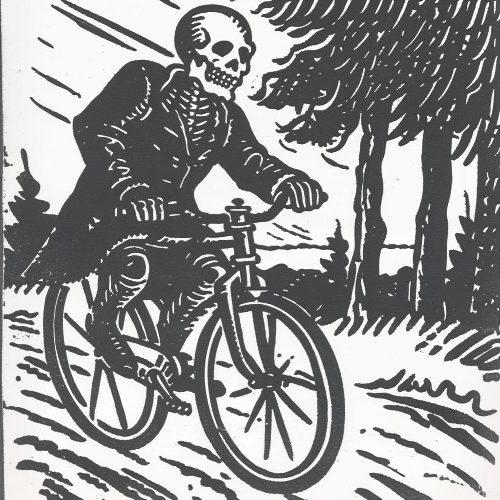 skeleton  bicycle  drawing  illustration  art  whimsical  humor  skull  creative  playful 940793