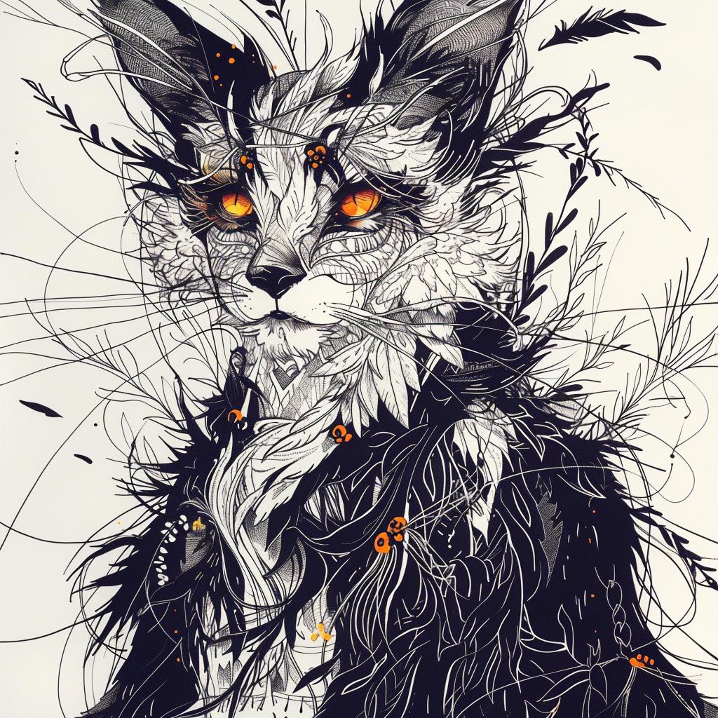 mythical  creature  hybrid  cat  feathers  flowers  drawing  unique  fantasy  explored 953256