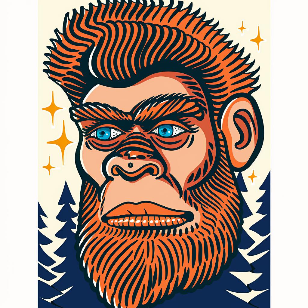 poster  gorilla  beard  blue  eyes  art  creative  animal  stylized  bold 962500