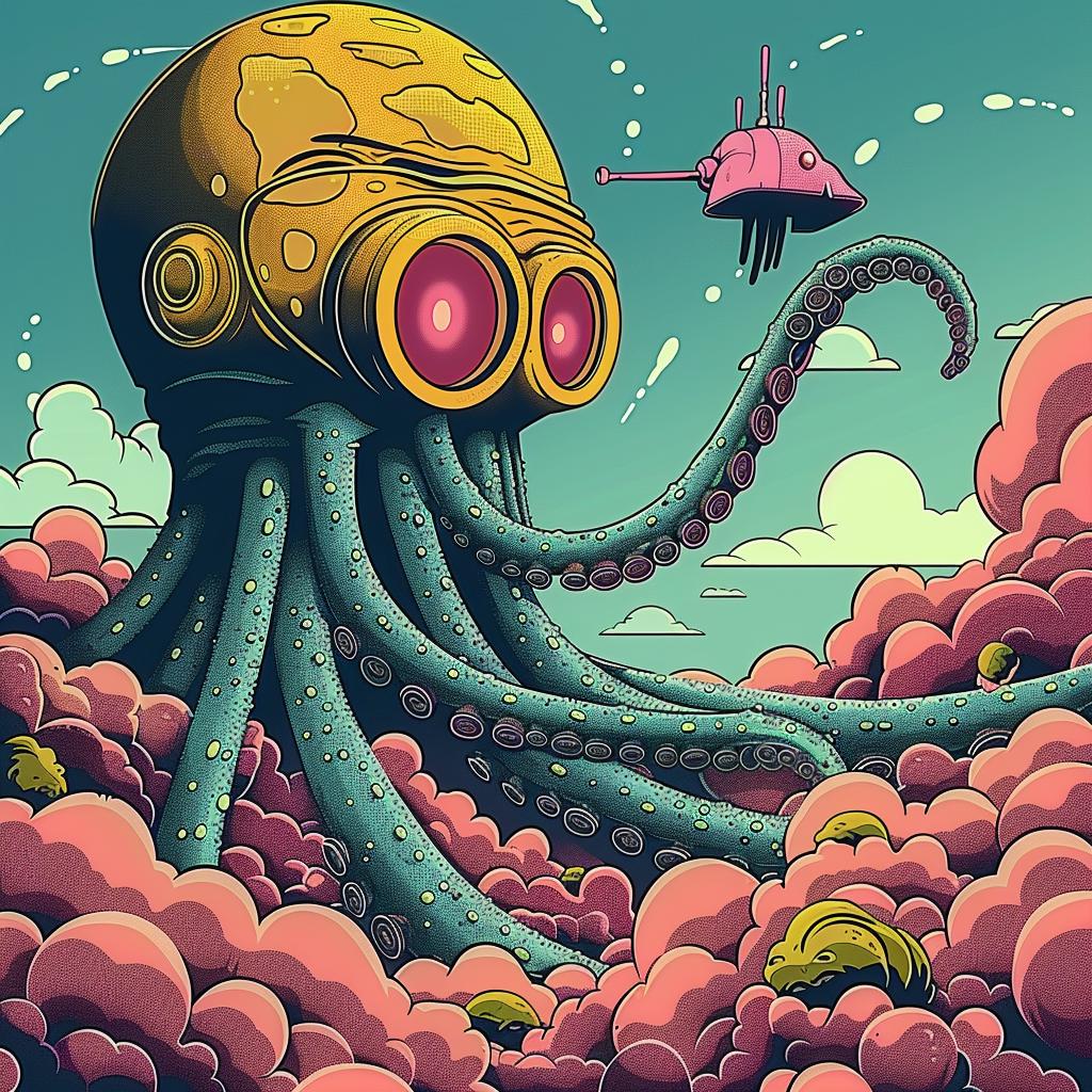 octopus  creature  giant-head  fantasy  pink  whimsical  ocean  colorful  playful  marine 946843