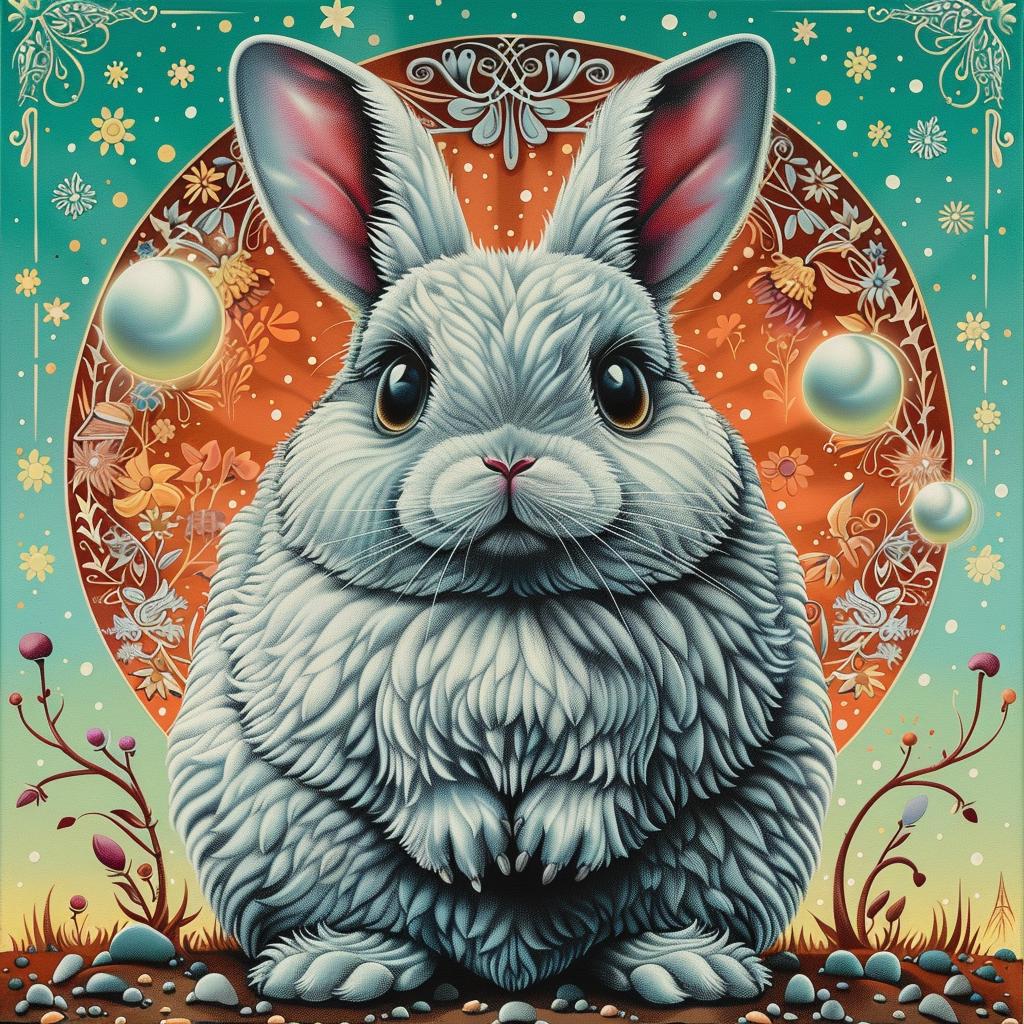 rabbit  chubby  adorable  circle  white  background  whimsical  illustration  cute  cartoon 1032557