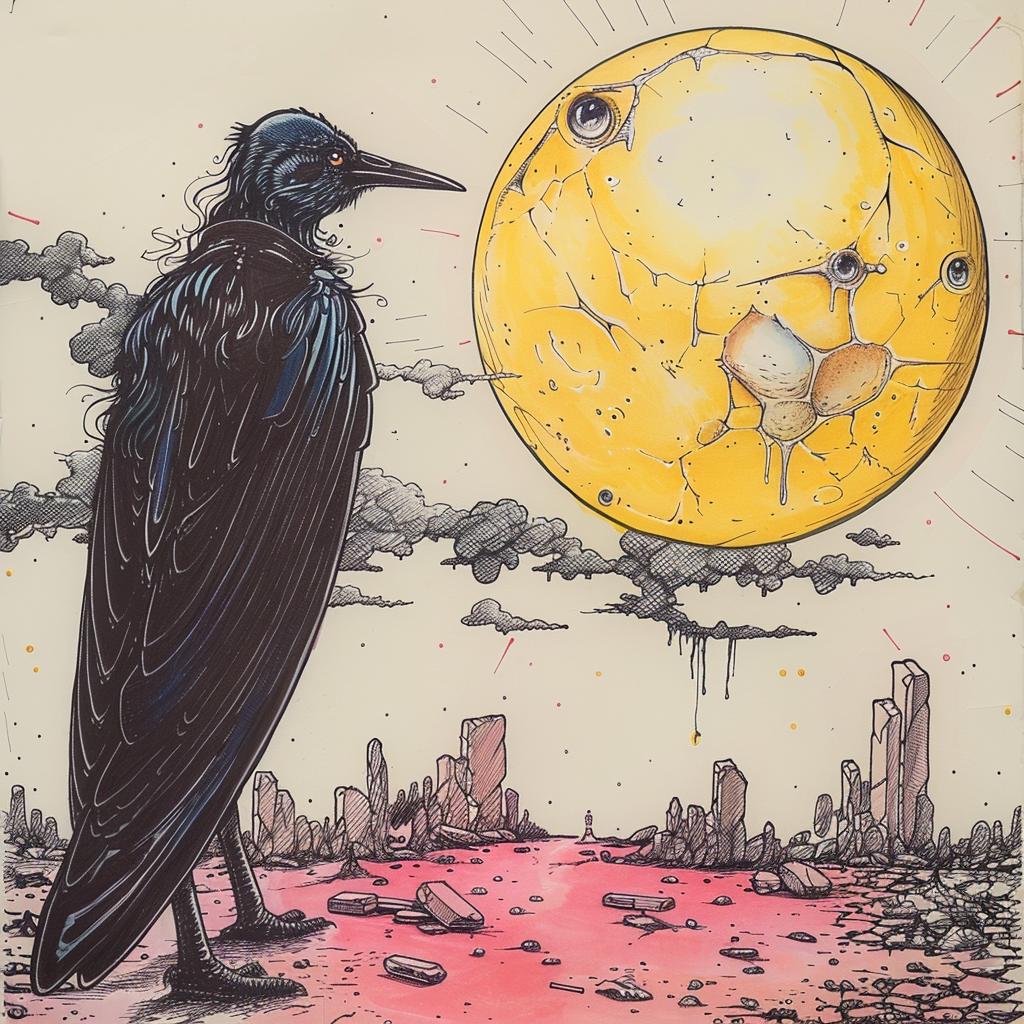 crow  moon  naturalistic  spiritual  terror  occult  drawing  dark  art  Buchholz 929966