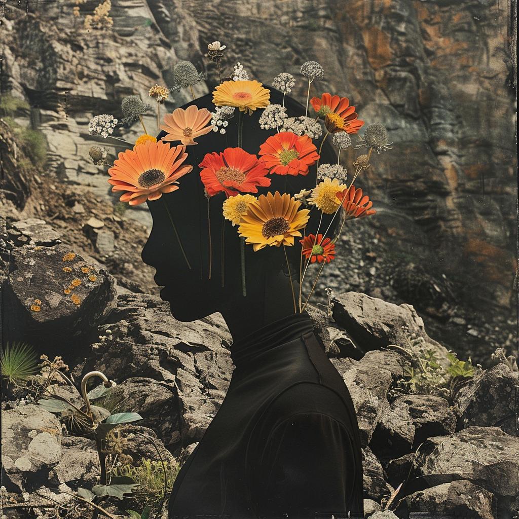 surreal  collage  flowerpunk  woman  mountain  high contrast  hair  artistic  nature  Alec Soth 969884