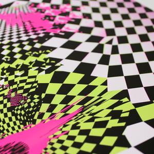 poster  violence  telekinesis  negative  space  photocopy  neon  checkerboard  abstract  80s 1071210