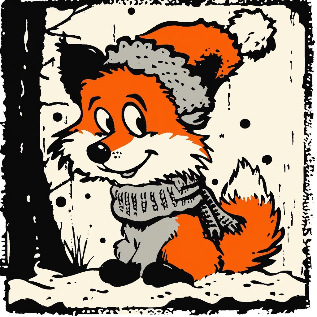 fox  cartoon  hat  scarf  white  background  playful  animal  fun  quirky 942450