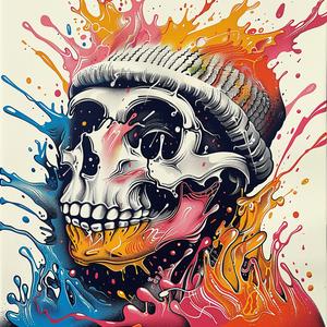 skull  painting  colorful  paint  splash  chromolithography  abstract  art  vivid  creative 1047779