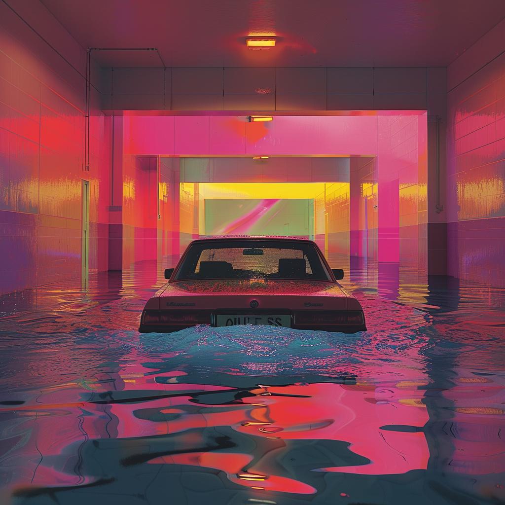car  flooded  building  neon  lights  surreal  album  cover  creative  splash 976616