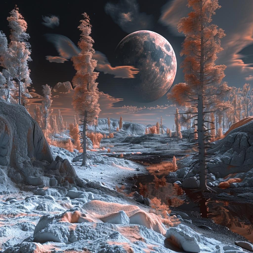 Mars  dreamy  forest  trees  rocks  infrared  nature  ethereal  landscape  pines 1016915