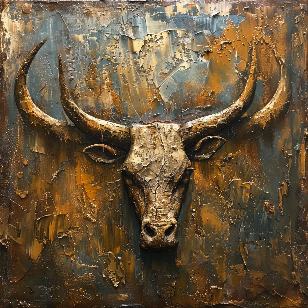 oil  painting  bull  brown  background  realistic  figurative  strong  detailed  artwork 1023560