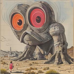 لوحة وحش عملاق ذو عيون حمراء مرعبة رشاد الاكبروف 1974 فن 1037155