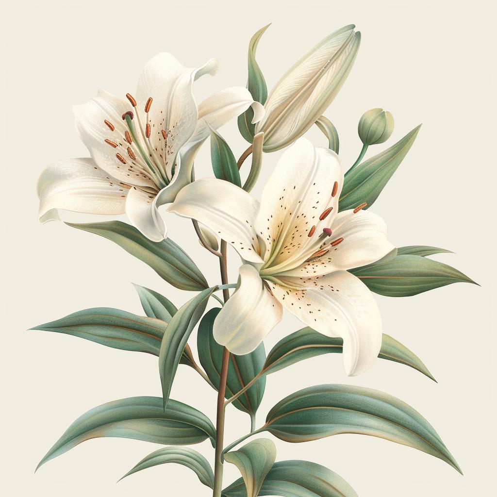 lilies  illustration  white  background  floral  botanical  art  design  nature  minimal 971758