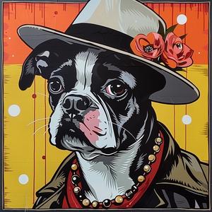 dog  hat  flower  whimsical  painting  cute  colorful  portrait  animals  playful 1071153