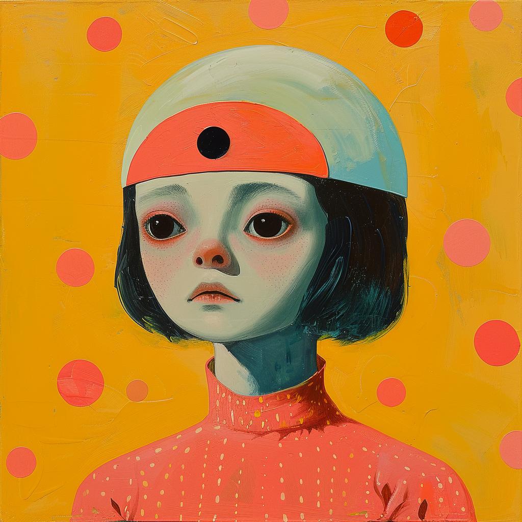 encaustic  paint  impasto  Joan Cornella  girl  helmet  colorful  modern  artistic  texture 1016552