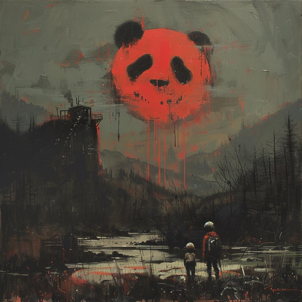 panda  occult  ominous  moon  surreal  red  nature  dark  fantasy  artwork 939524