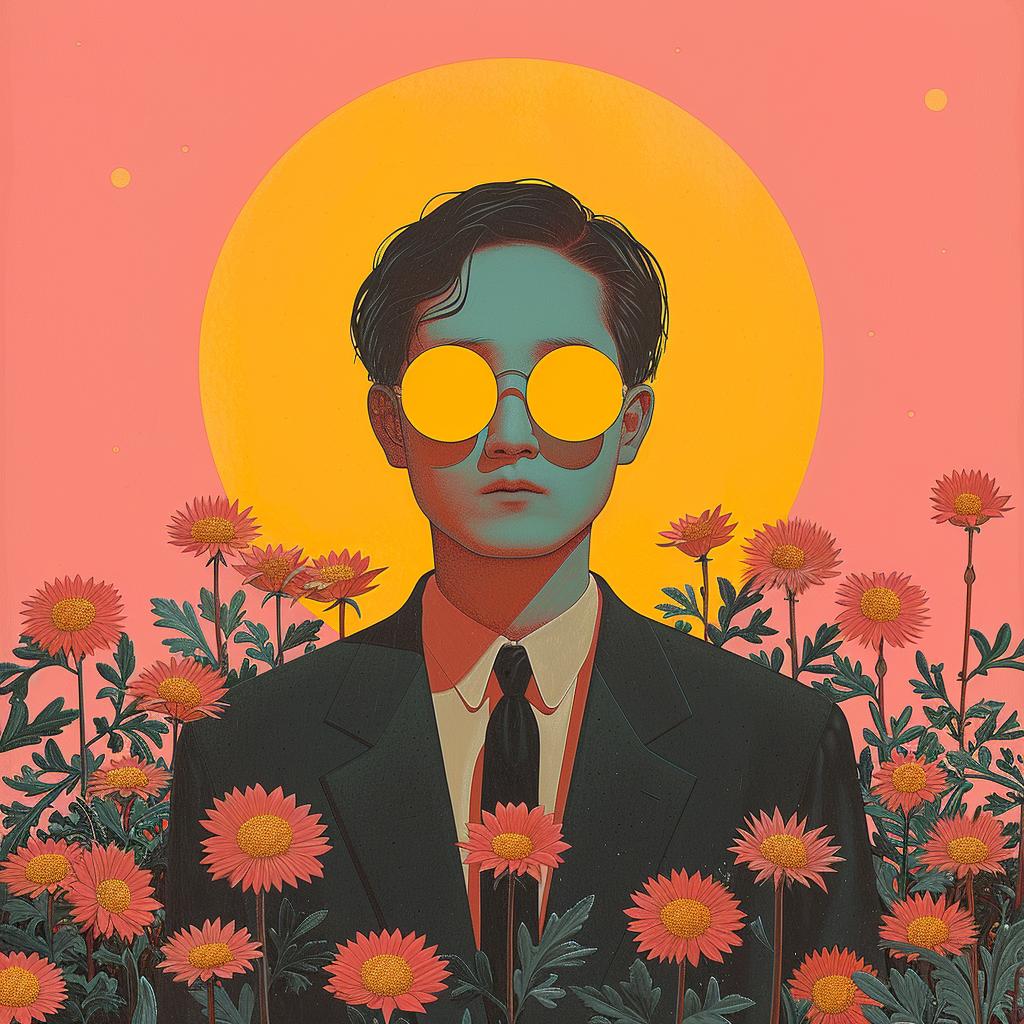 surreal  album  cover  ArtNouveau  man  sunglasses  flowers  sun  style  creative 977452
