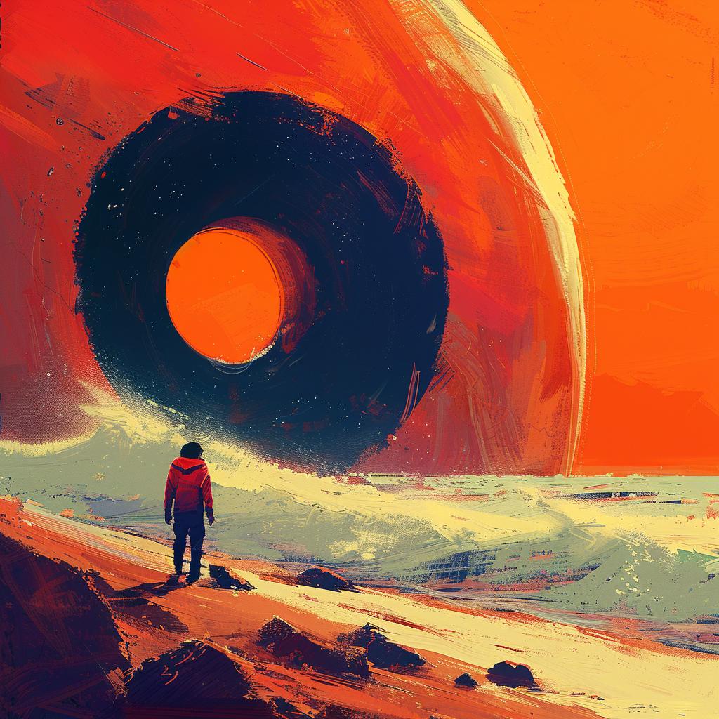 album  art  flowerpunk  planet  beach  orange  vibrant  cosmic  pulsar  serene 941689