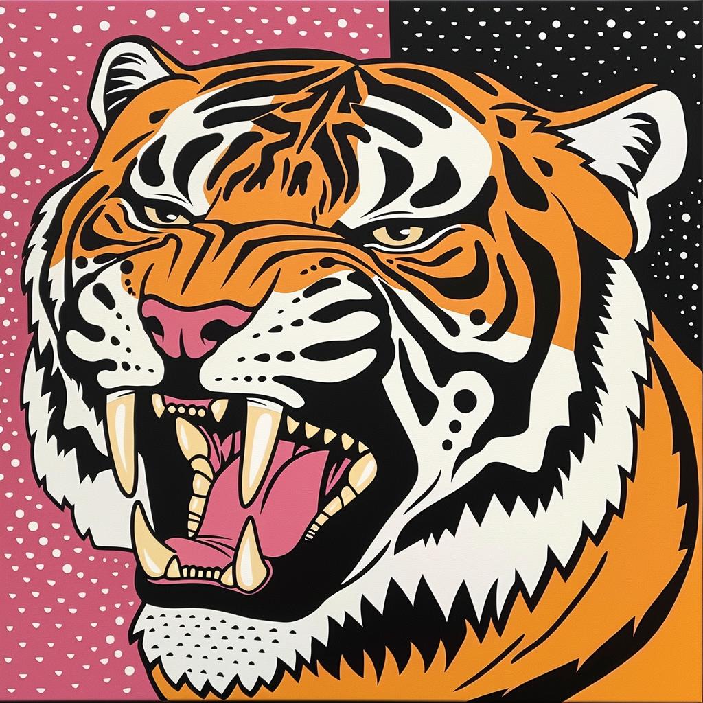 tiger  snarling  painting  open  mouth  vivid  wildlife  fierce  realism  dynamic 1022134