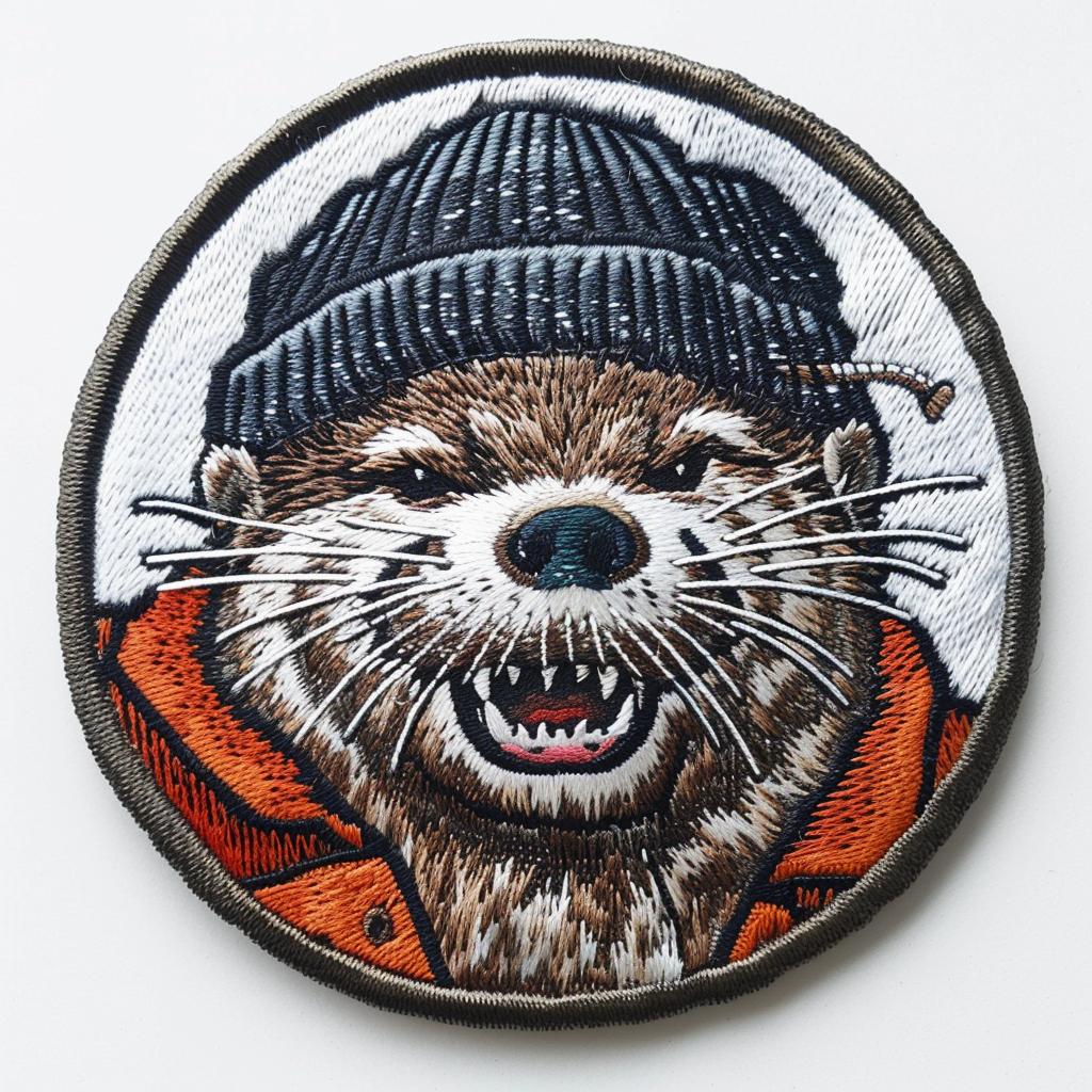patch  otter  angry  stitch  chenille  streetwear  contrast  simple  minimal  white 955004
