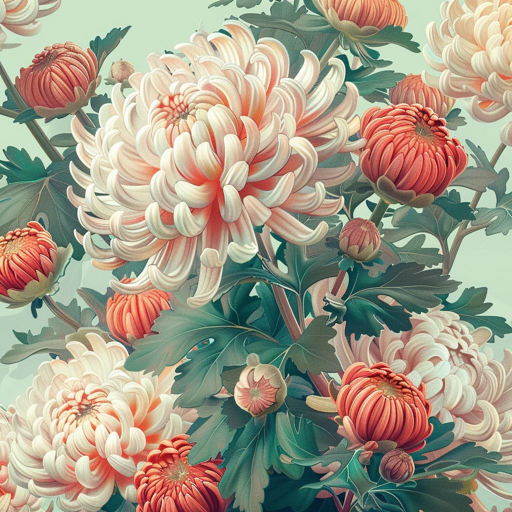 chrysanthemums  painting  vase  floral  stilllife  colorful  realistic  nature  art  botanical 971786