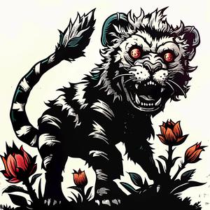 tiger  black-and-white  red  eyes  animal  illustration  bold  graphic  art  contrast 1048135